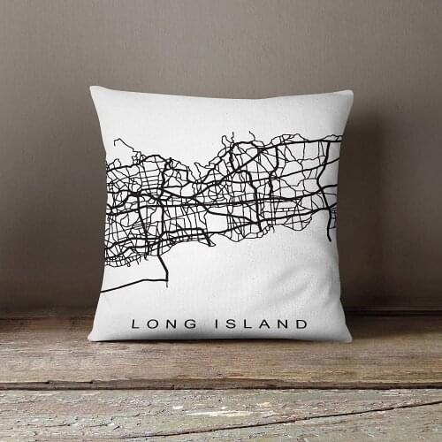 Lplpol Pillow Cover, Long Island Pillow New York State Pillow Long Island Map Gift Long Island Print Long Island Ny Us City Map