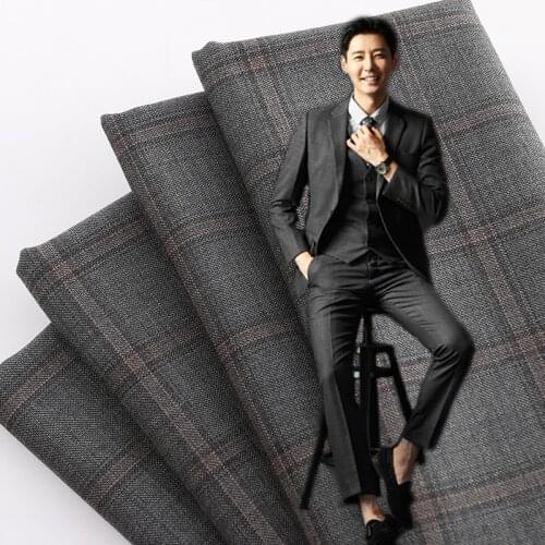 19 New Fashion Mens Suit Fabric Worsted Wool Plaid Fabric Full Wool Spot Factory Outlet