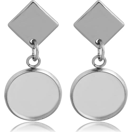 10pcs Stainless Steel Dangle Earring Base Settings 6 8 10 12 14 16 18 20 25 mm Cabochon Bezel Blanks DIY Earring Hooks Findings