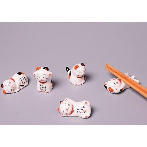 Chopsticks Rest Traditional Japanese Style Ceramic Cute Cat Chopstick Rest Rack For Spoon Knife Fork Holder Dinner Home Decor