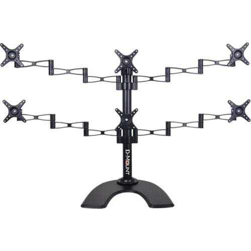 With big base 10-27" six screen table mount lcd tv stand full motion height adjustable monitor desk support bracket lcd holder