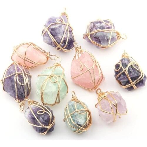 Natural Stone Amethysts Pendants Irregular Shape Exquisite accessories DIY for Necklace or Jewelry Making Size 35*20-45*30 mm