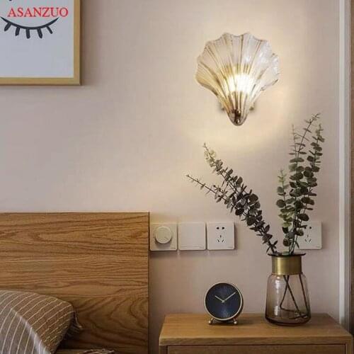 All copper postmodern luxury crystal wall lamp living room bedroom bedside lamp simple aisle lamps