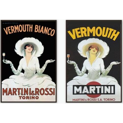Vermouth Martini Poster Canvas Print Beverage Advertisement Picture Vintage Painting Retro Style Pub Bar Wall Art Decoration