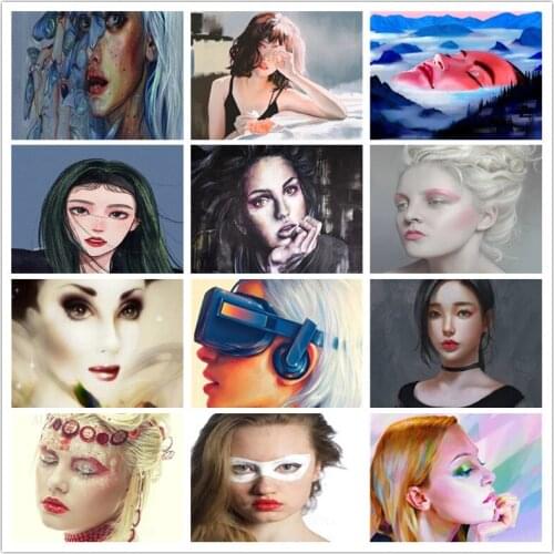 Girl Side Face Glamorous and Atmospheric European and American Diamond Painting Cross Stitch Set Bead Embroidery Home Decoration