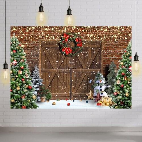 Christmas Backdrop Fireplace Tree Vintage Wood House Room Baby Photography Background for Photo Studio Vinyl Photophone