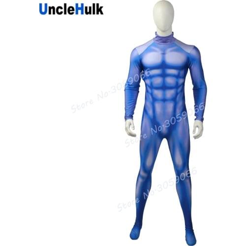 Dark Blue and White Muscle Shape Spandex Suit Halloween Costume - ZS112 | UncleHulk
