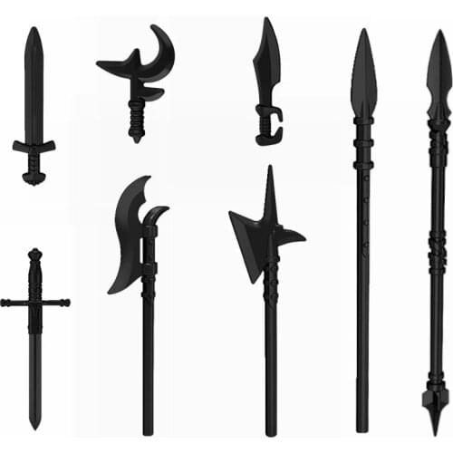 Militaty Soldier Weapon SWAT Team Medieval Knights Rome Weapons Wholesale Lance Axe Sword Building Blocks Toys for Kids Creators