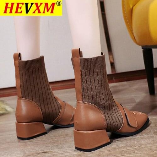 Knitted Elastic Ankle Boots Women New Fashion Warm Women Boots Slip-On Autumn Winter Shoes Hook loop Casual Party Boots Size 42