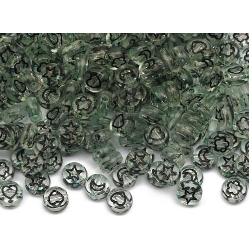 100-500pcs Round 4x7mm Mixed Star/Heart/Moon Pattern Acrylic Spacer Beads For Jewelry Making DIY Charm Necklace Bracelet