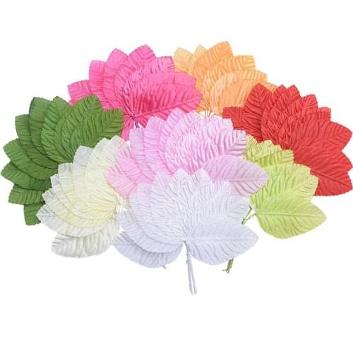 100pcs Colorful Simulation Silk Rose Leaf Fake Foliage for Home Wedding Decoration DIY Xmas Wreath Accessories Artificial Flower