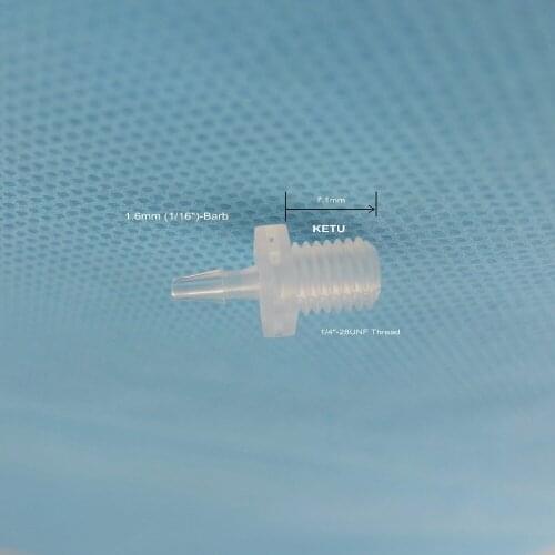 10pk 1.6mm-Barb Mini Screw-in Connector with male thread UNF 1/4"-28