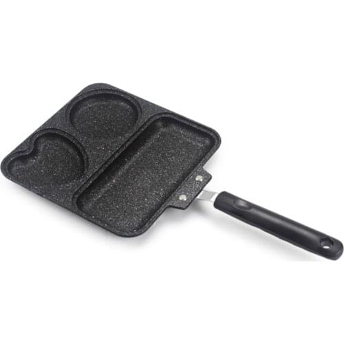 3-in-1 Breakfast Tray Non Stick Steak Frying Pot Cookware Aluminum Alloy Home Grill Plate Cooking Baking Mould