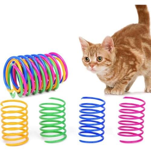 8PCS Cat Colorful Spring Toy Creative Plastic Flexible Cat Coil Toy Cat Interactive Toy Cat Funny Toy Pet Favor Toy Pet Product