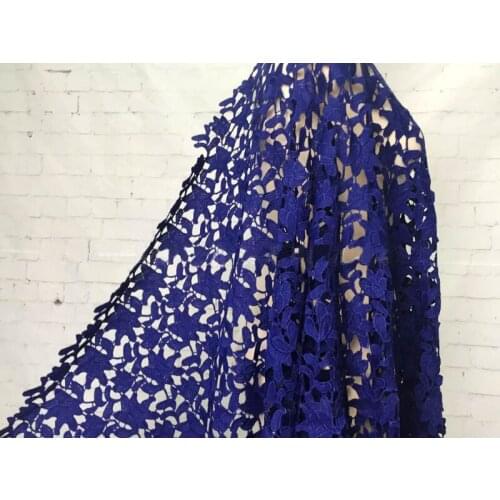 5Yards Navy Blue African Lace Fabrics New Nigerian Cord Guipure Lace Fabric For Women Dress Water Soluble Lace Material