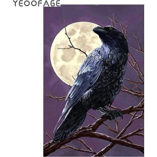 DIY Diamond Painting Cross Stitch kits Needlework Home Decor full Square Rhinestone Mosaic 5D Diamond Embroidery Crow moon