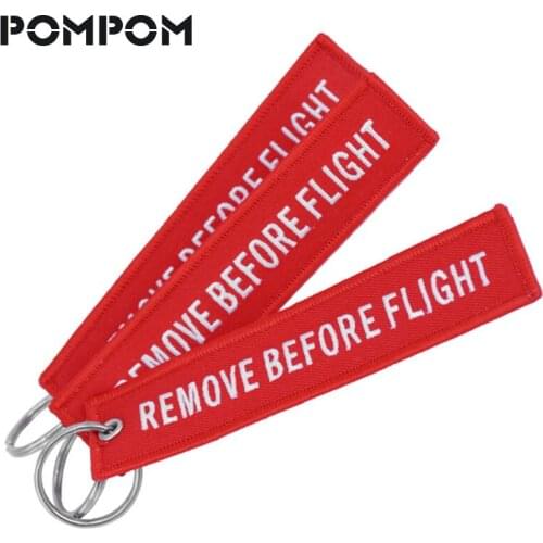 3 Pcs/Lot Remove Before Flight Key Chain Red Embroidery Key Fobs OEM Keychain Jewelry Aviation Gifts Important Things Tag Label
