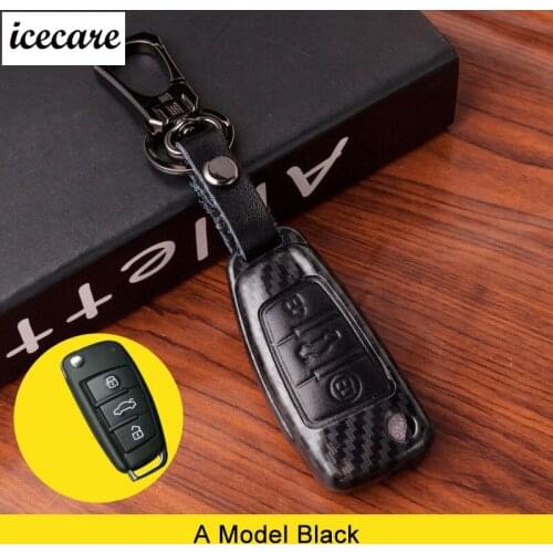 Carbon Fiber Genuine Leather Key Cover Case for Audi Q3 Q5 A3 A5 A6 C5 A4 B6 B7 B8 TT 80 S6 C6 Auto Accessories Styling