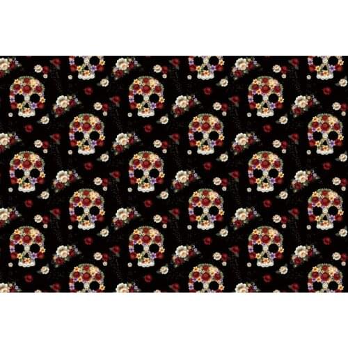 Flower Skull Black Backdrop Holiday Party Photography Background Holiday Celebration Photo Booth Studio Decor