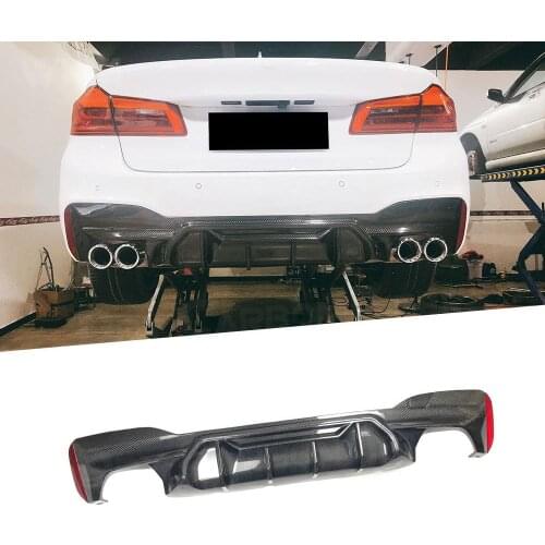 For 5 Series Dry Carbon Fiber Rear Bumper Lip Diffuser For BMW G30 G38 M Sport 2017-2020 M5 Style Fins Shark Lip Protector FRP