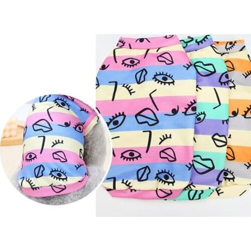 Pet Summer Thin Vest Graffiti Striped T-shirt Puppy Sleeveless Printed Shirt Cute Cat Dog Chihuahua Poodle Pet Clothes S-XXL