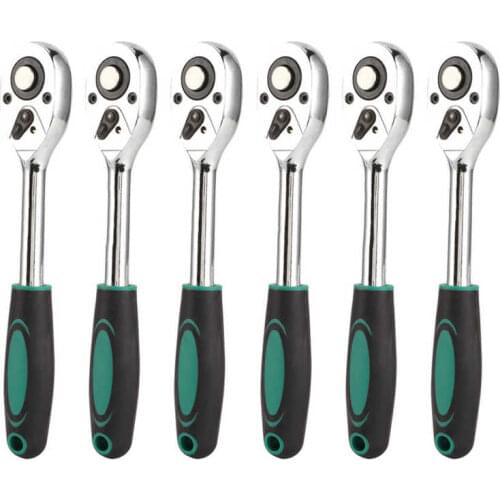 6Pcs Ratchet Wrench 1/2in Dual Way Replacement Socket Wrench with Round Handle Repair Tool