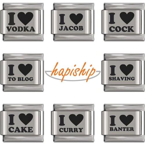 Hapiship 2020 Fashion Original Daisy I Love Cake Curry Charm Links Fit 9mm Stainless Steel Bracelet DIY Making Jewelry DJ301