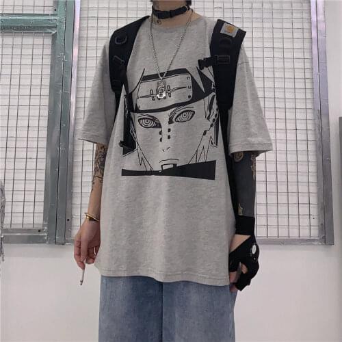 Summer T-shirts Women Fashion Casual Anime Cool T-shirt Streetwear Female Loose Tops Cute Japan Cartoon Gray Tshirt Funny