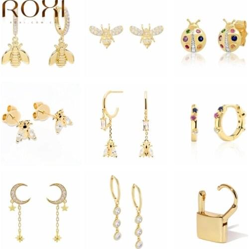 ROXI Copper Multiple Styles Crystals Bees Jewelry Hoop Earrings for Women Girls Summer Jewelry Earring Huggie Earring Pendientes