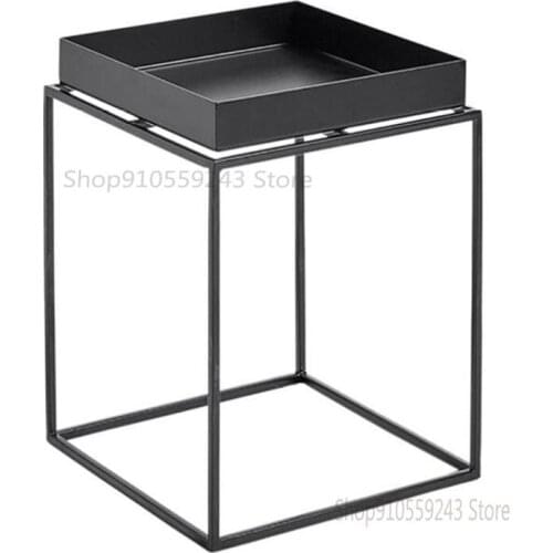 Nordic Minimalist Coffee Table Creative Living Room Sofa Side Table Square Iron Mini Table Balcony Leisure Small Square Table