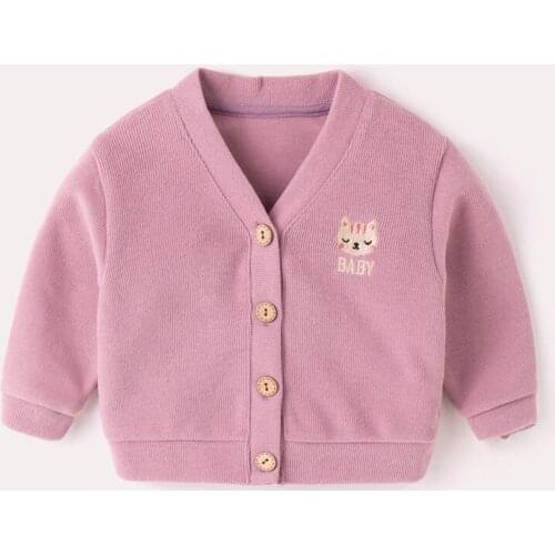 Cartoon Kitty Embroidery Cardigan Knitted 0-5 Years Baby Girls Boys Cotton Soft Sweaters Spring Autumn Kid Children New Knitwear