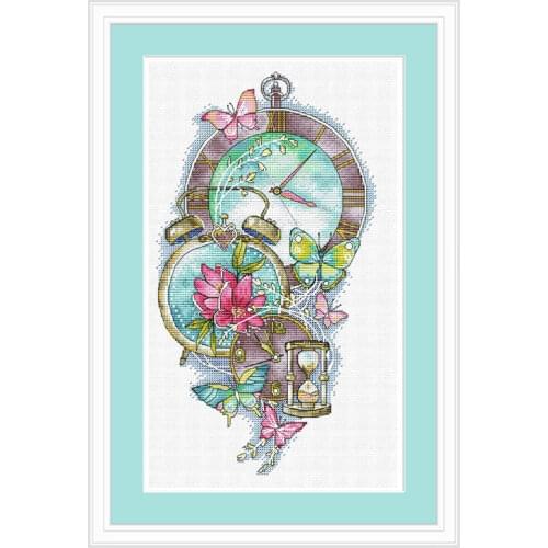 Cross Stitch Kit precision printing C1537 clock exquisite timer Fishxx study room decoration sewing hanging pictures