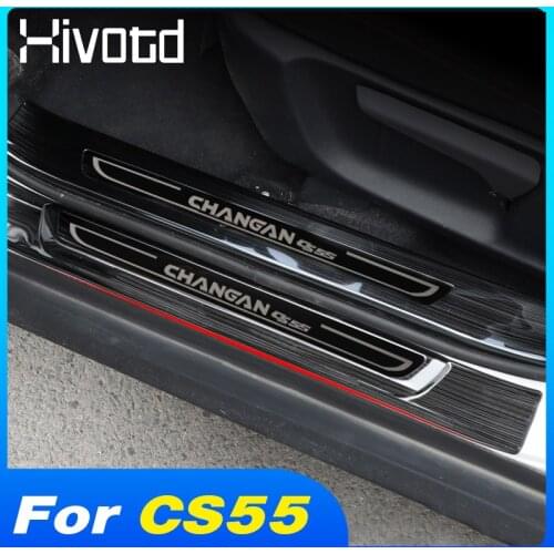 Hivotd Door Sill Cover Scuff Plate Threshold Stainless Steel Protection Refit Accessories Pedal Trim For Changan CS55 2017-2020