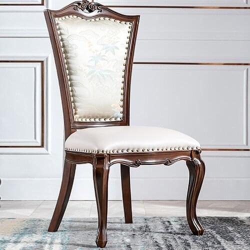 American Country Solid Wood Dining Chair Simple Light Luxury Restaurant Soft Backrest Leisure Chair