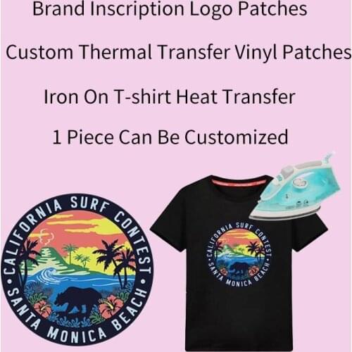 From 1 piece of customized vinyl heat transfer, inscription, logo, brand, clothing Iron On patches picture DIY sticker