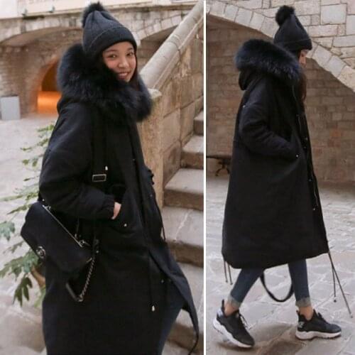 Korean Style Hooded Woman Parkas Winter Women Coats Real Raccoon Fur Collar Thicken Women Jacket Female Parker Abrigos WPY1590