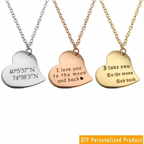 Custom Engraving Name Letter Love Heart Pendant Necklace collares Jewelry Best Promise Gift Shellhard