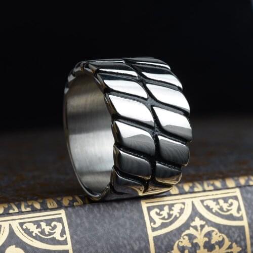 Simple Punk Retro Black Stainless Steel Mens Rings for Women Couple Lover Boy Girlfriend Biker Jewelry Creativity Gift Wholesale