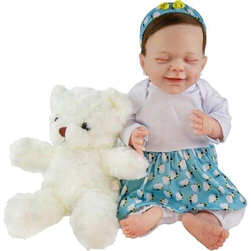 Realistic 20" Reborn Baby Doll Close Eye 50CM Lifelike Newborn Baby Dolls Very Soft Full Silicone Body Cute Boneca Toy Birthday