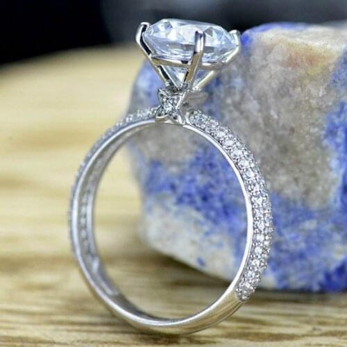Luxury Women Jewelry White Round Cut Zircon Bridal Rings for Wedding Engagement Ring Set Gifts