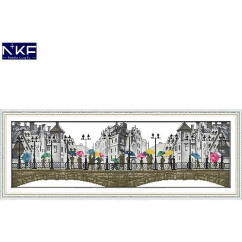 NKF Christmas Post Office Stamped Cross Stitch DIY Kits Needlework Embroidery Set Chinese Cross Stitch for Home Decor