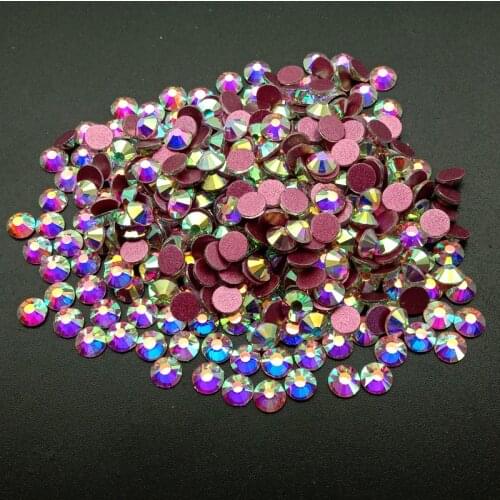 Super Shinny SS3-SS30 Pink Bottom Nail Rhinestones Flat Back Crystal AB Non Hot Fix Rhinestone For 3D Manicure Decorations