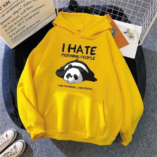 Cute Panda Letter Print Streetwear Vintage Spring Women/Men Unisex Warm Sleeps Carton Pullover Haikyuu Hoodie