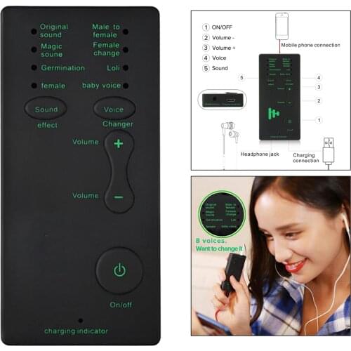 Voice Changer Device Portable Sound Effects Machine for Singing Voice Black
