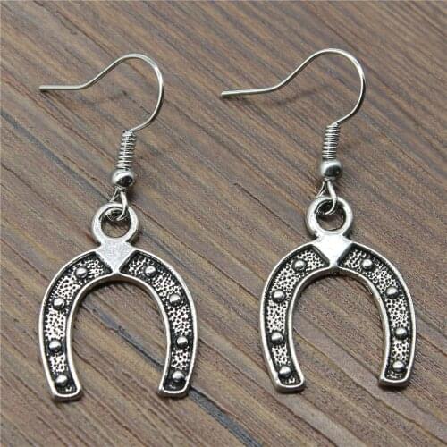 Dangle Earring 23x18mm Horseshoe Horse Shoes Charm Drop Earring For Women Dropshipping Vintage Fashion