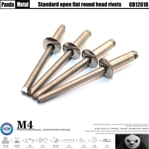 Blind rivet 304/316 all steel open round head rivet GB12618 semi-steel 304 + 42A round rivet fracture chuck specification M4