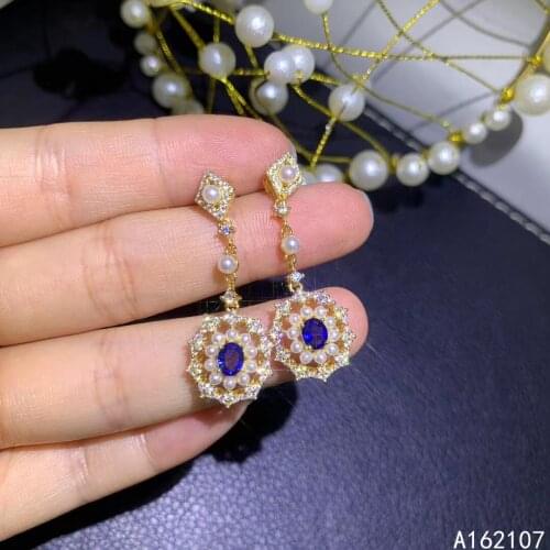 Exquisite Jewelry 925 Sterling Silver Inset With Natural Gem Womens Luxury Elegant Pearl Sapphire Earrings Eardrop Support Dete