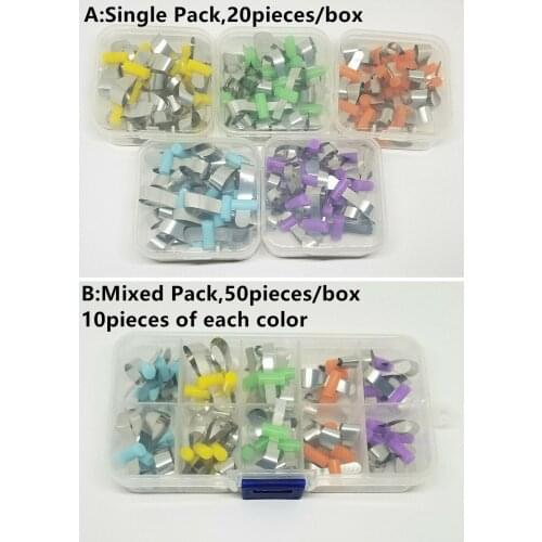 Boxed Dental Matrix Metal Matrices Band Rubber Retainer Preformed Matrice Composite Filling Use Stainless Steel