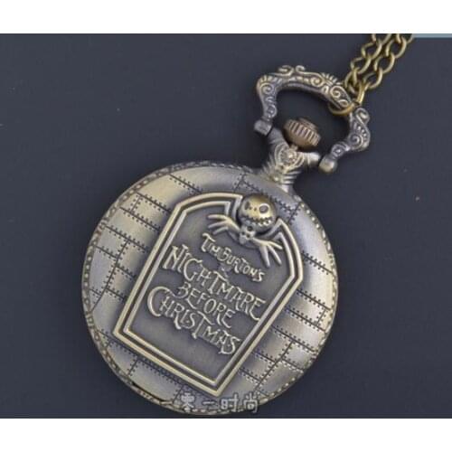 10 piece /lot Vintage bronze Christmas Eve quartz pocket watch necklace woman kids best gift pendant Time