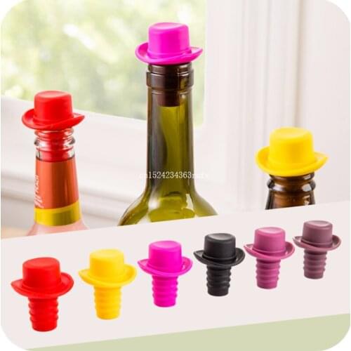 100pcs Hat Shaped Wine Stoppers Beer Soda Cork Bottle Cap Cover Silicone Funny Bottle Plug Kitchen Bar Supplies